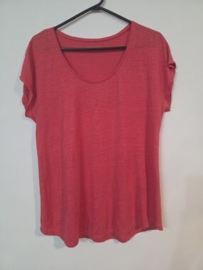 Eileen Fisher linen cap sleeve Tshirt Sz XS (Fits much larger Ptp 21")